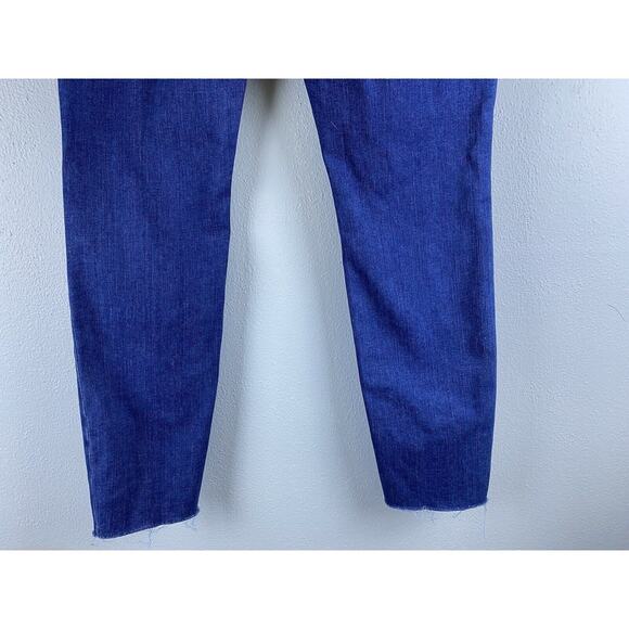 EUC Good American Sz 15/31 Blue Denim Raw Hem Dis Zebra Pkts Good Legs Jeans - Picture 6 of 14